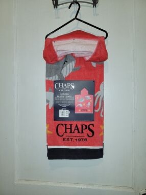 Chaps Dark Pink Adult Size Hooded Beach Towel Dolphins Whales Starfish